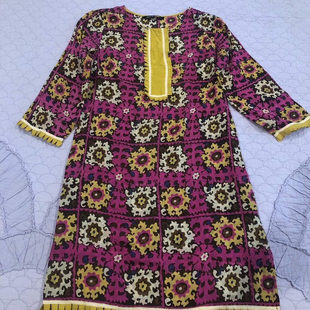 ❤️KAS NEW YORK❤️ SILK COTTON CAFTAN BOHO BLOUSE
